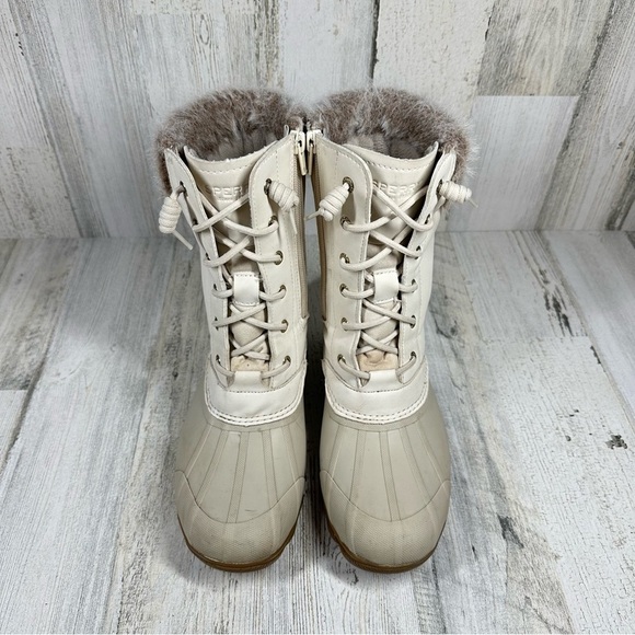 Sperry Syren Tall Fur White Lace Up Winter Ankle Boots #1333 - Picture 11 of 12